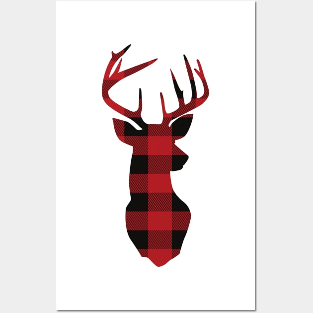 Red Plaid Christmas Deer Wall Art by HUNTINGisLIFE